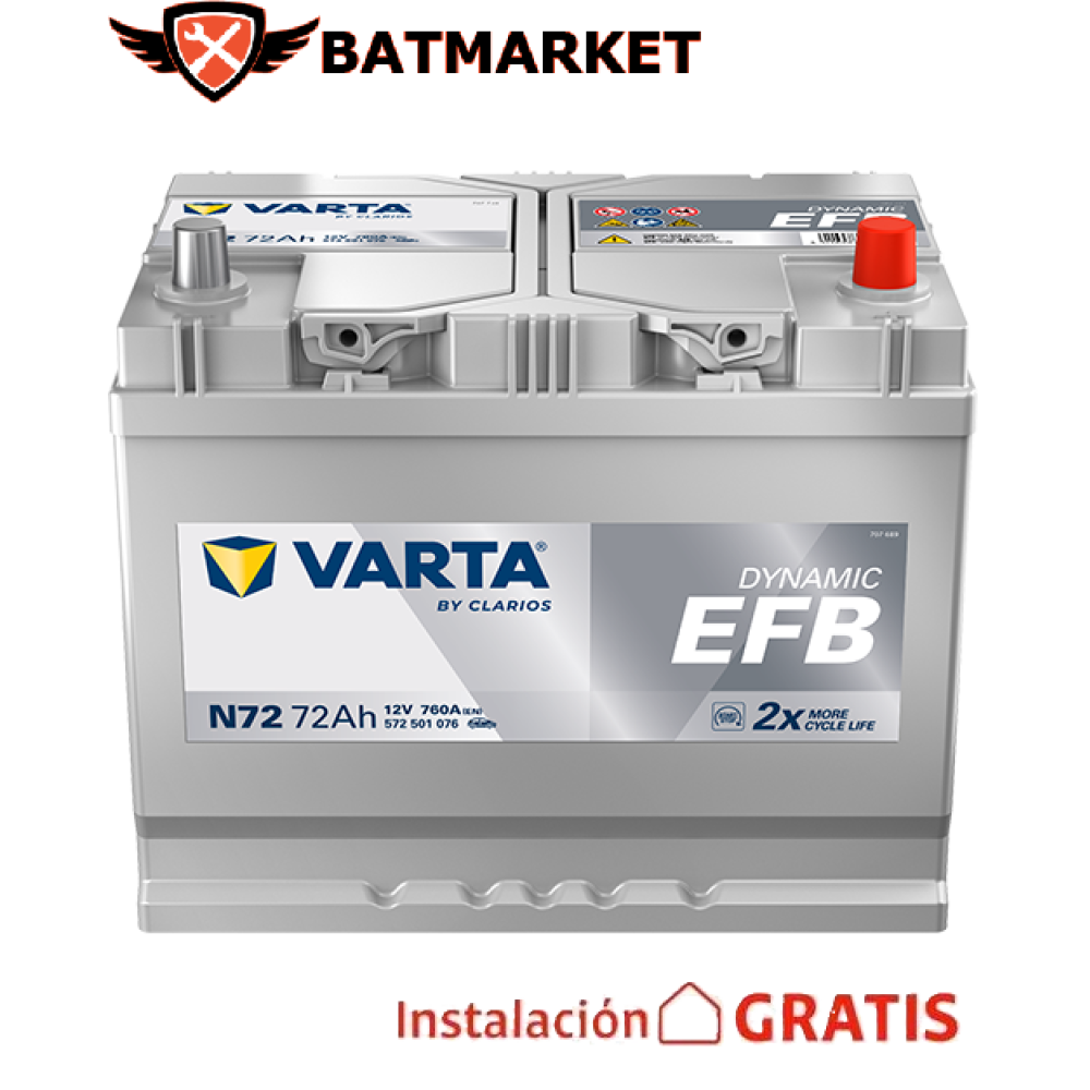 Batería Varta EFB N72 72Ah en Valencia